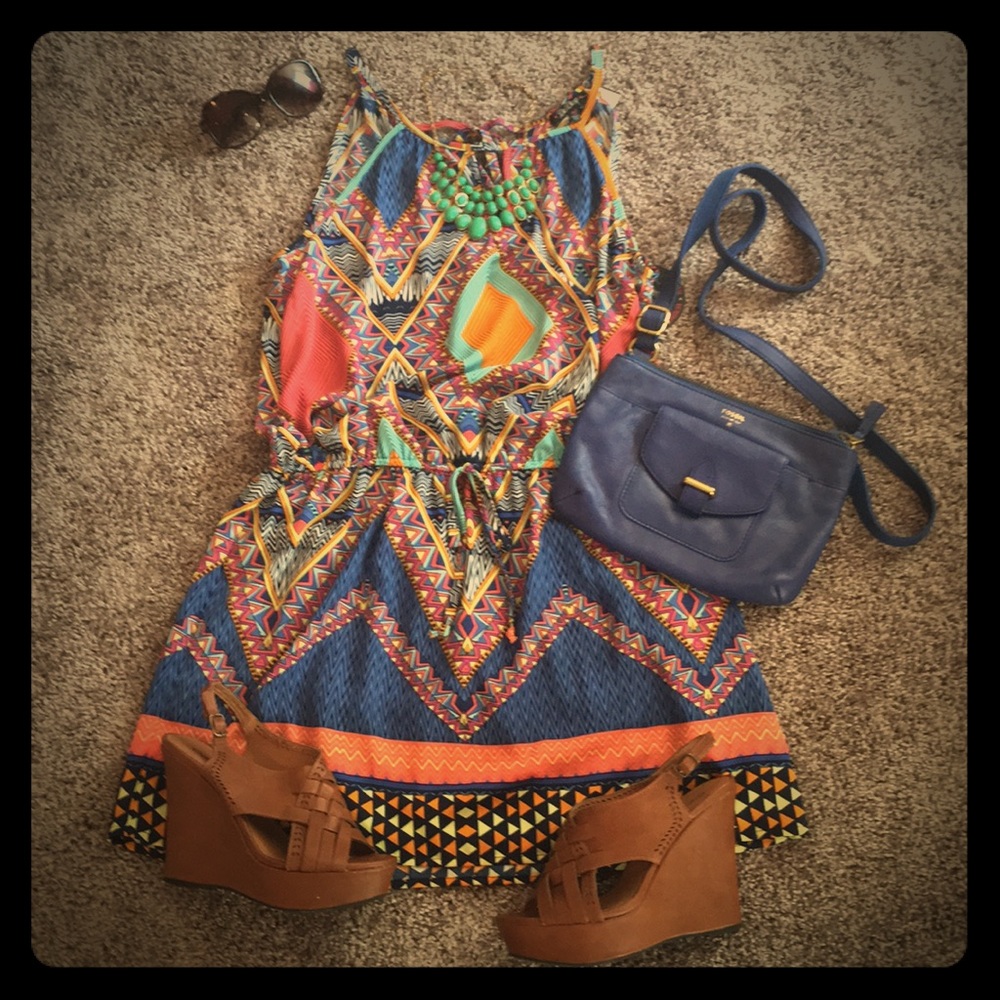 Multi colored print dress